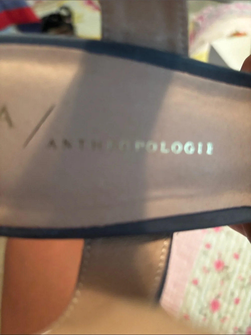 Anthropologie Blue Suede Platform Wedge Sandals with Patterned Cork Heel
